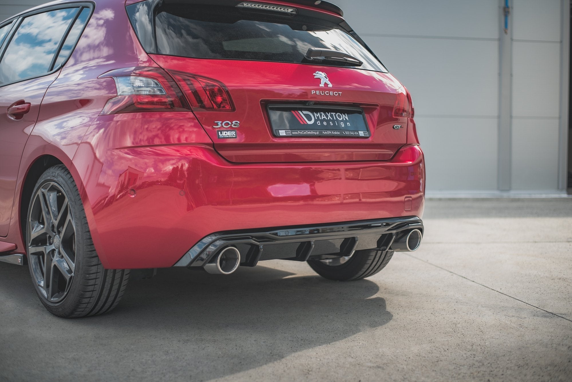 Prelungire difuzor bara spate imitatii evacuare finala Peugeot 308 GT Mk2 Facelift 2017-2021 v5 - Maxton Design