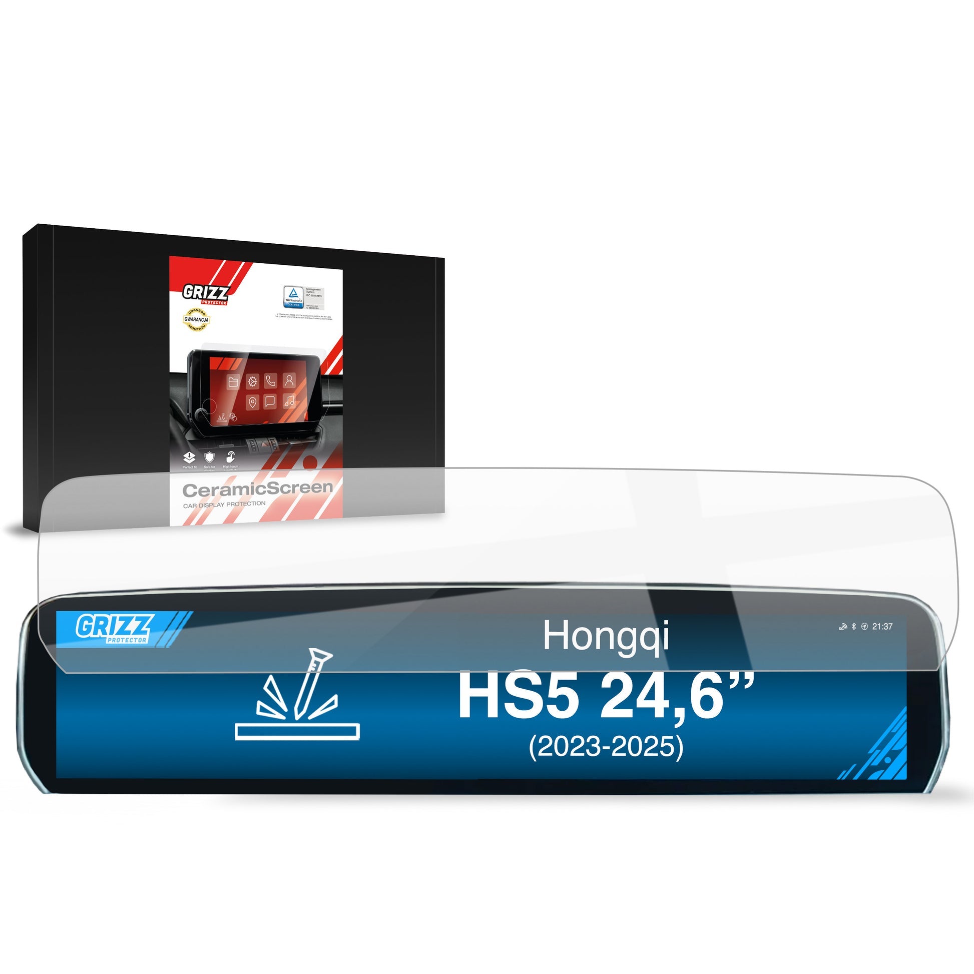 Folie de protecție pentru ecran pentru Hongqi HS5 24,6" (2023-2025) folie navigație, rezistentă la zgârieturi, clară