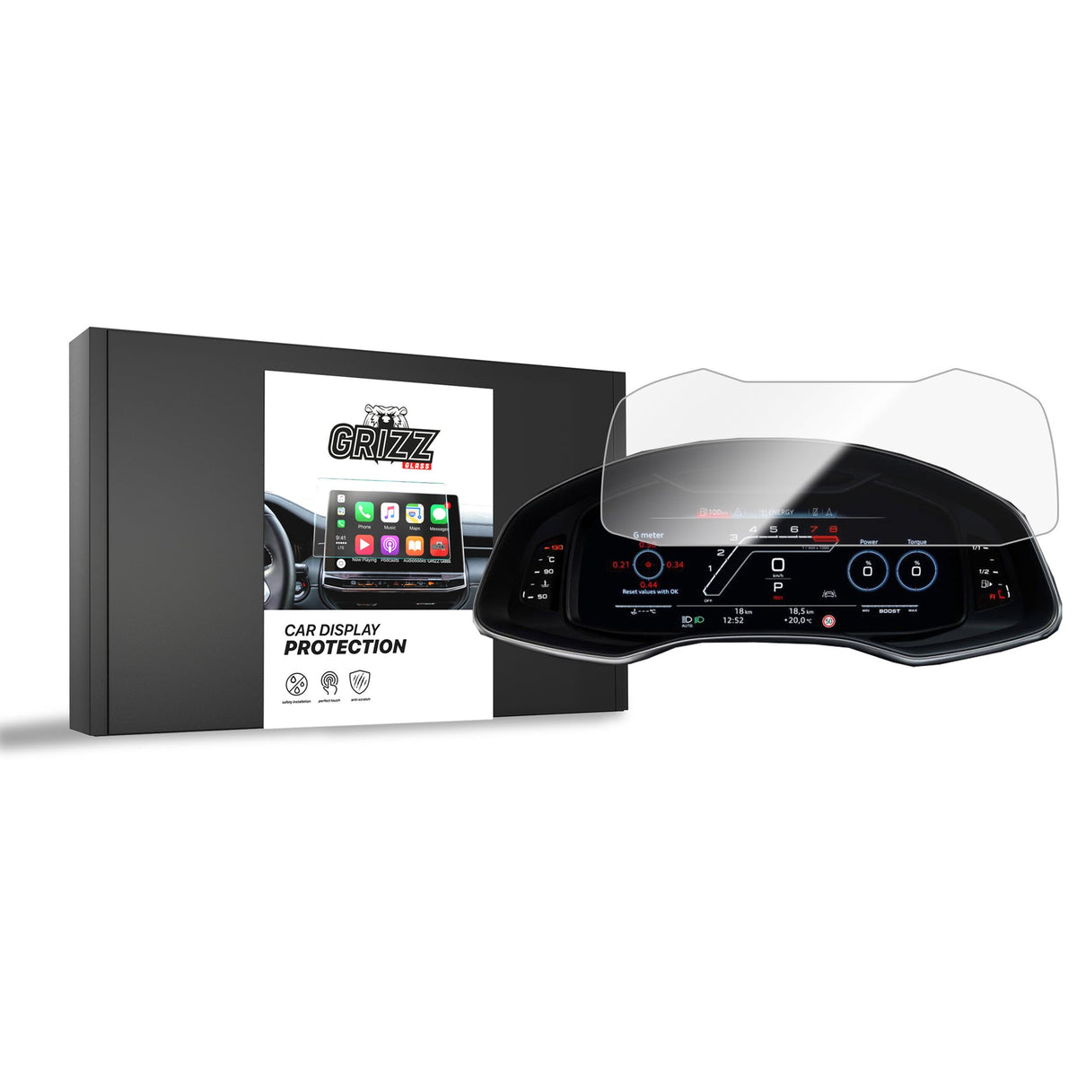 Folie de protecție pentru ecran Audi Q8 Virtual Cockpit 12,3" (2018-2025) folie pentru navigație, rezistentă la zgârieturi, clară