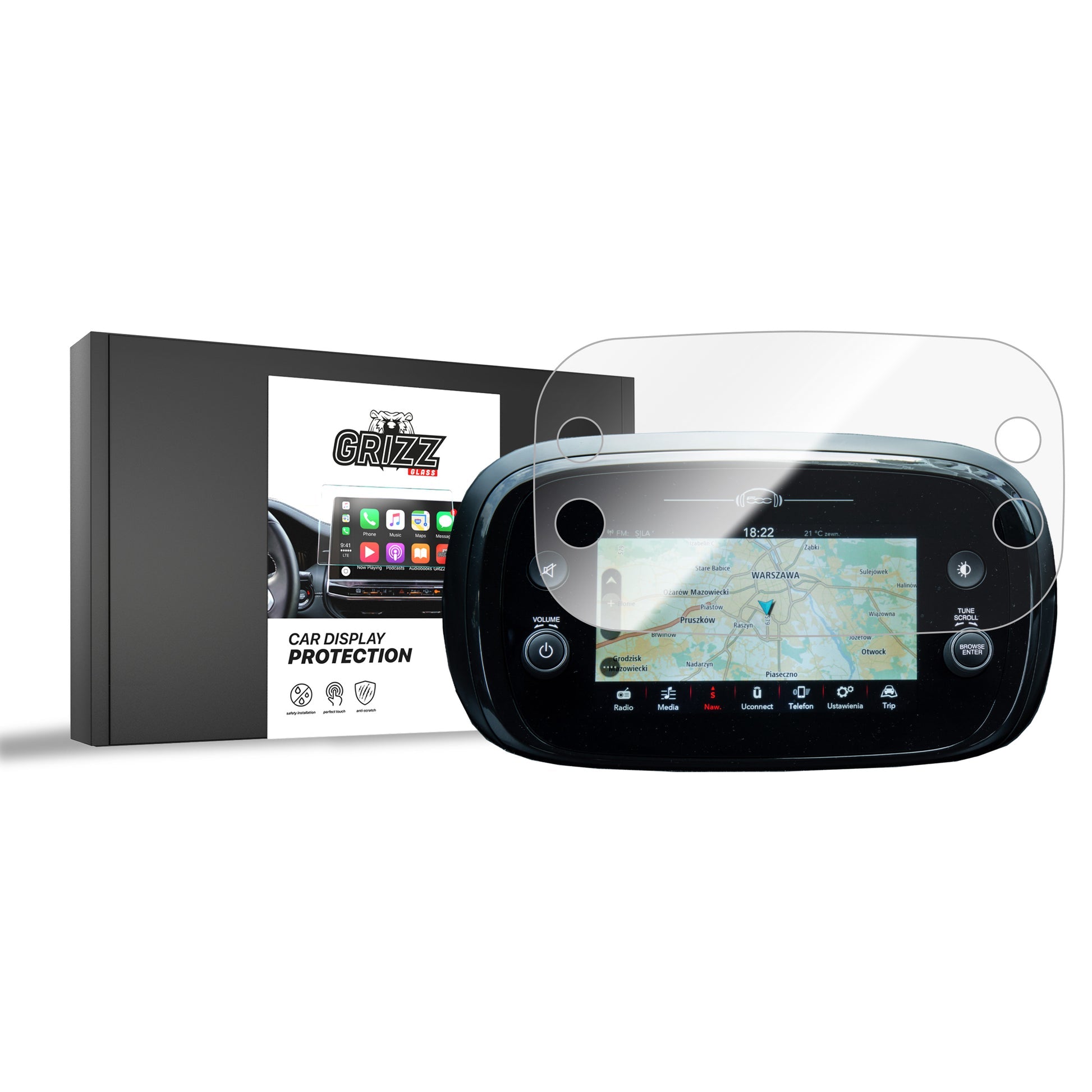 Folie de protecție pentru ecran pentru Fiat 500 X 7" (2020-2025) folie navigație, rezistentă la zgârieturi, clară