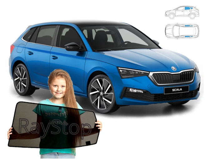 Parasolare pentru Skoda Scala (2019 încoace), set de 4 piese cu magneți