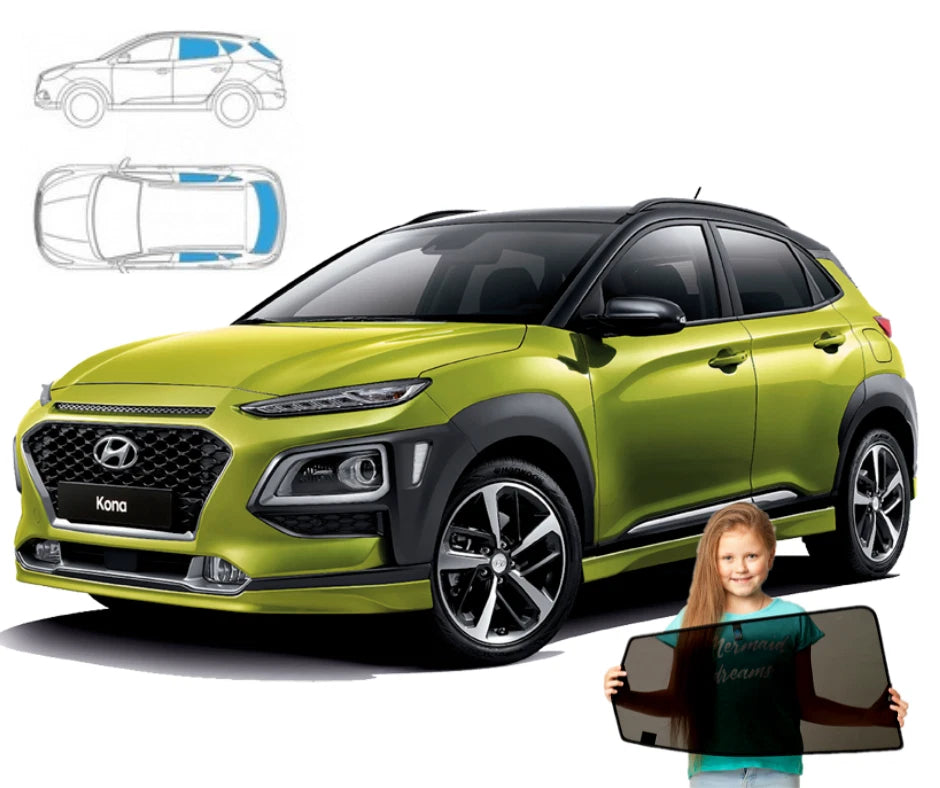 Parasolar pentru Hyundai Kona 1 Crossover 17'-22' + lunetă, set 5 piese