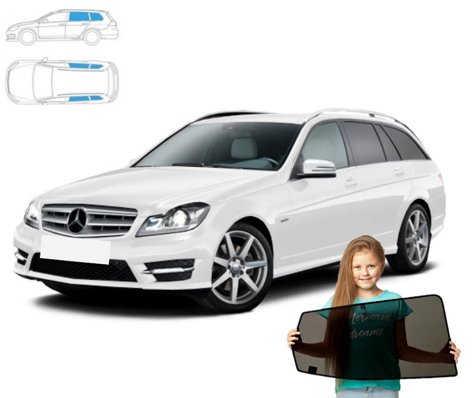 Parasolar pentru Mercedes-Benz Clasa C W204 Estate 07-14, set de 4 piese cu magneți