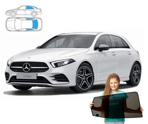 Parasolar pentru Mercedes-Benz Clasa A (IV) W177 sedan 2018, set 3 piese cu magneți
