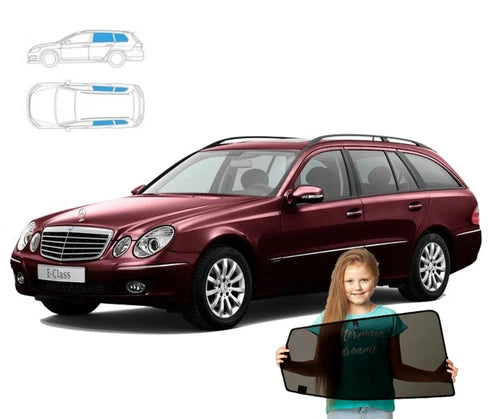 Parasolar pentru Mercedes-Benz Clasa E W211 Estate 02-09, set de 4 piese cu magneți
