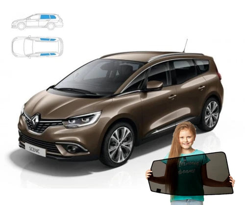 Parasolare pentru Renault Grand Scenic 3 III 16-22, set de 4 parasolare, montare magnetică