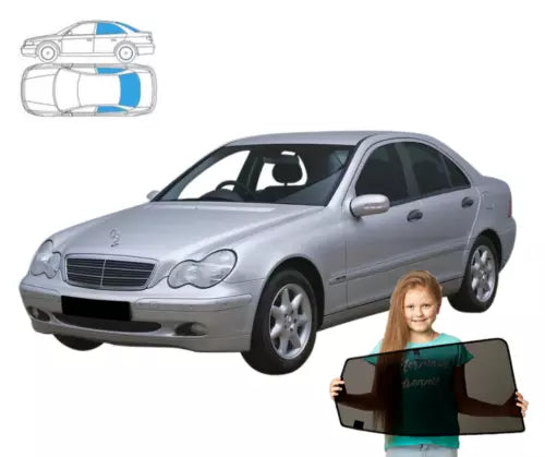 Parasolar pentru Mercedes-Benz Clasa C W203 sedan 00-07, set 3 piese cu magneți