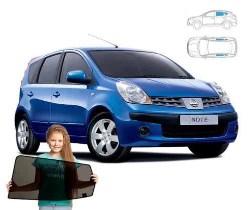 Parasolar pentru Nissan Note (I) 06-12, set de 4 piese cu magneți