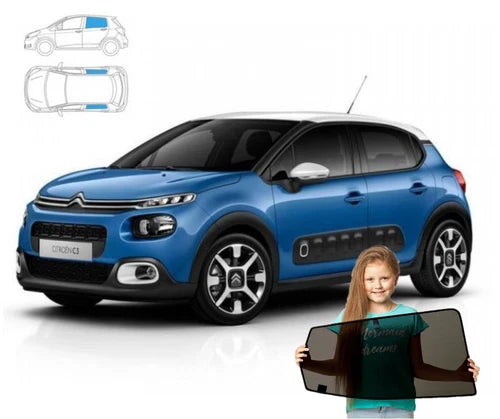 Parasolar pentru Citroen C3 3 III hatchback 2016-2024, set 2 piese cu magneți