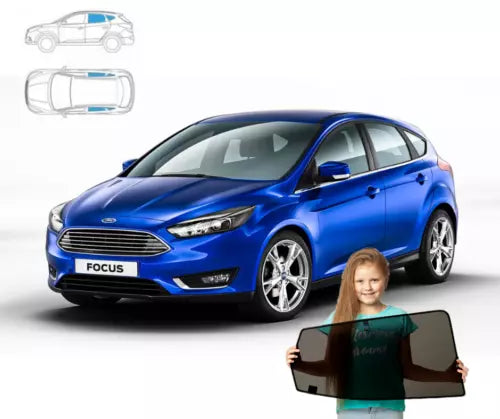 Parasolar pentru Ford Focus MK3 HB 2010-2018, set de 4 piese cu magneți