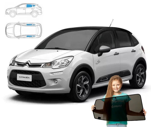 Parasolar pentru Citroen C3 II 2 09-16 Hatchback, set 4 piese cu magneți