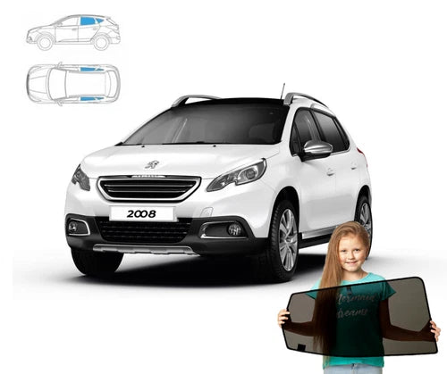 Parasolare pentru Peugeot 2008 1 crossover 13-19, set 4 parasolare cu magneți