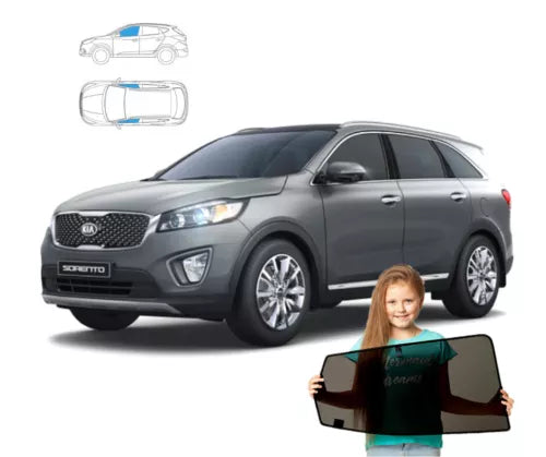 Parasolar pentru Kia Sorento III 3 geamuri laterale față, 2 piese, cu magneți
