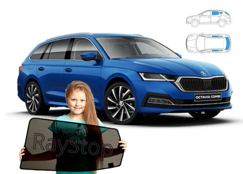 Parasolare pentru Skoda Octavia IV 4 Combi, jaluzele spate + lunetă, set de 6