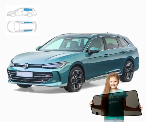 Parasolar pentru Volkswagen Passat B9 break (începând cu 2023), set de 4 piese cu magneți