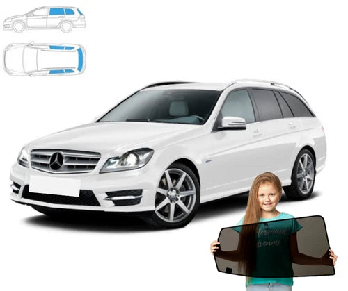 Parasolar pentru Mercedes-Benz Clasa C W204 Estate 07-14, set de 5 piese cu magneți