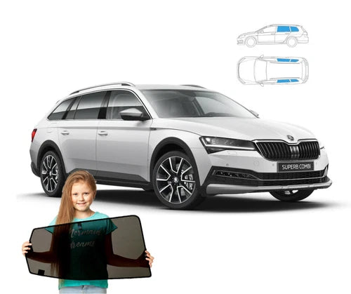 Parasolare cu magneți pentru Skoda Superb III 3 Break, set de 4 bucăți