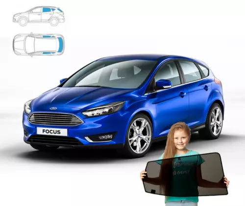 Parasolar pentru Ford Focus MK3 HB 2010-2018, set de 5 piese cu magneți