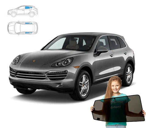 Parasolare pentru Porsche Cayenne 2 II 10-17, set de 4 parasolare, montare magnetică