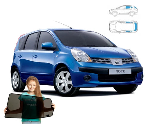 Parasolar pentru Nissan Note (I) 06-12, set de 5 piese cu magneți
