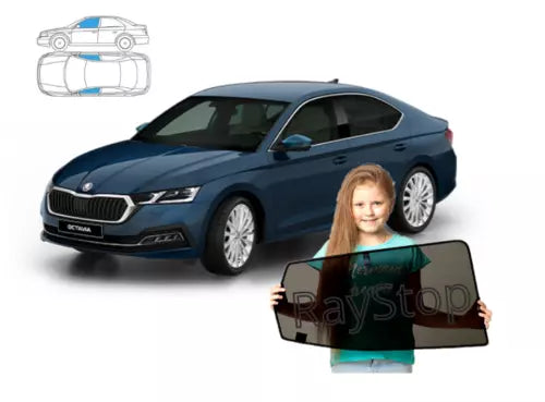 Parasolar pentru Skoda Octavia IV 4 Liftback, geamuri laterale față, 2 piese