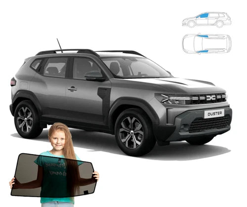 Parasolar pentru Dacia Duster 3 III din 2024 - părți frontale, 2 piese, fixat cu magneți