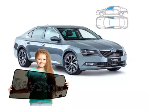 Parasolare pentru geamuri laterale față Liftback pentru Skoda Superb III 3, din 2 piese
