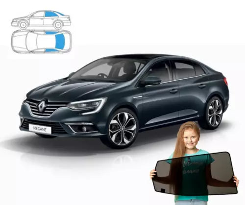 Parasolare pentru Renault Megane 4 IV Sedan 15-24, set 3 piese cu magneți